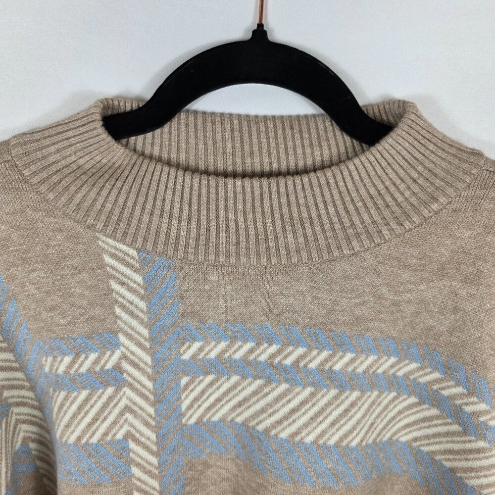 Laundry by Shelli Segal Beige Jacquard Plaid Sweater Women's Size Medium - Picture 3 of 15